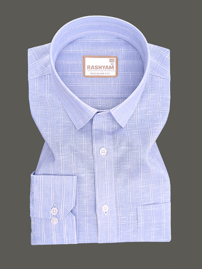 Lux Linen Arezzo Blue Line On Skyblue Formal Shirt