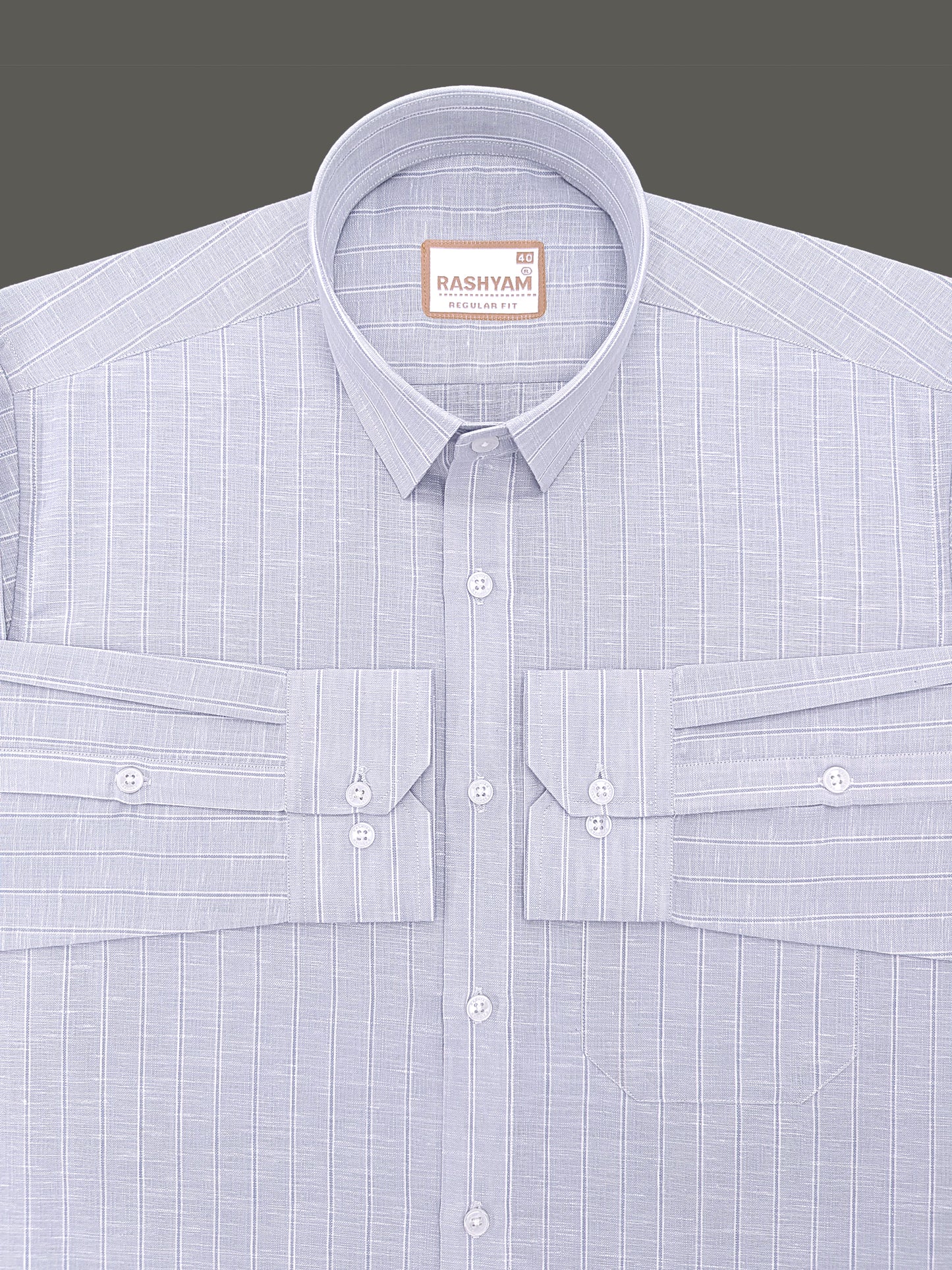 Lux Linen Arezzo Greyish Line On Light Grey Formal Shirt