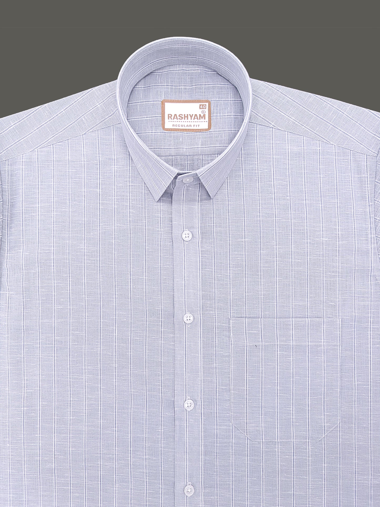 Lux Linen Arezzo Greyish Line On Light Grey Formal Shirt
