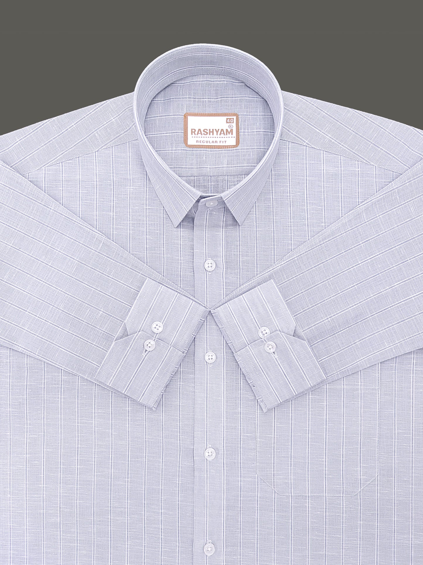 Lux Linen Arezzo Greyish Line On Light Grey Formal Shirt