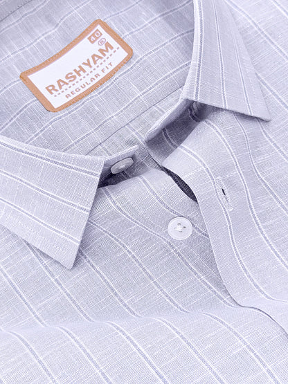 Lux Linen Arezzo Greyish Line On Light Grey Formal Shirt
