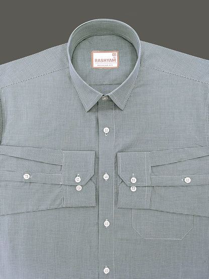 Finest Cotton Antoine Alpine Green Gingham Formal Shirt For Men