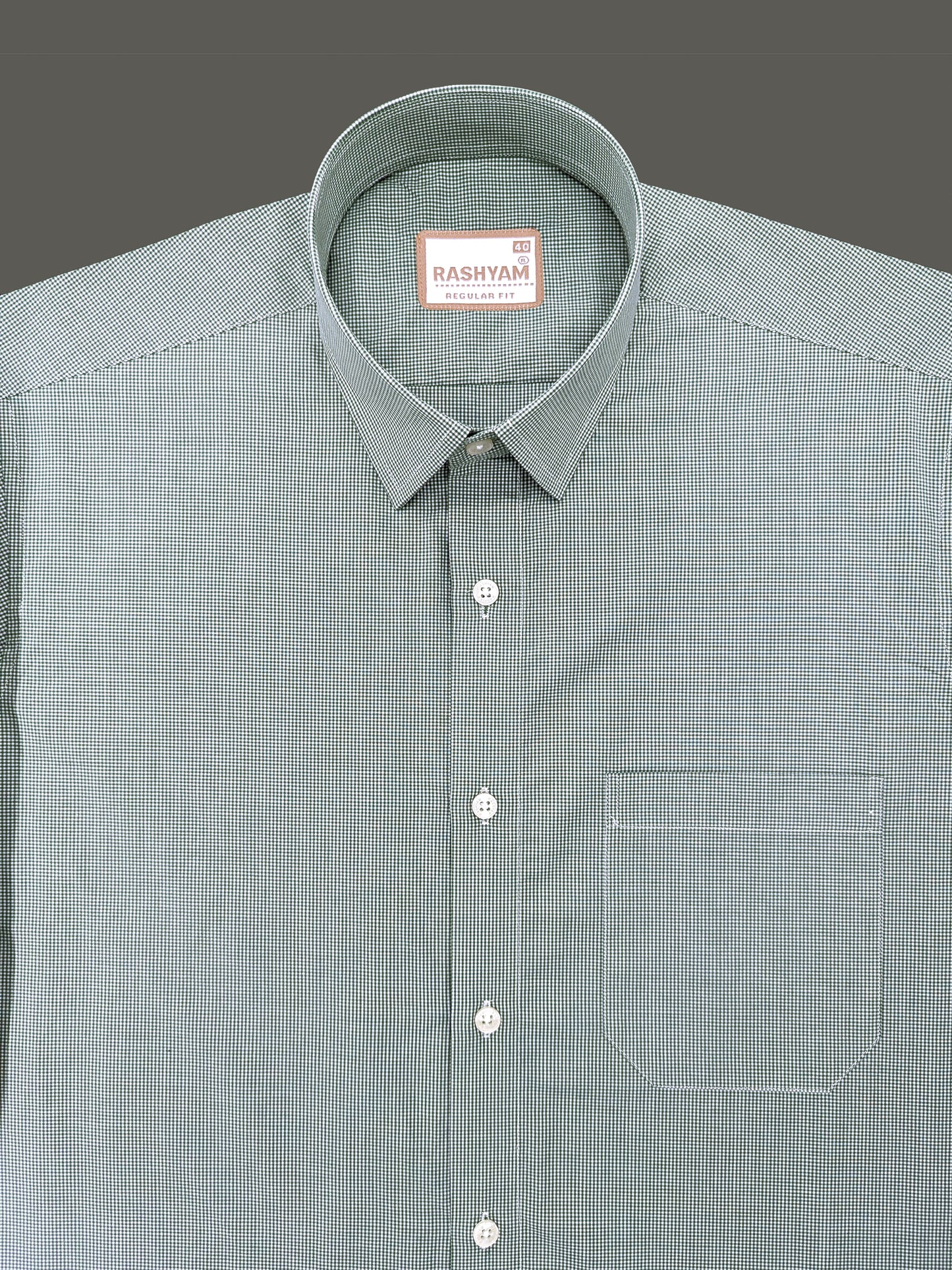 Finest Cotton Antoine Alpine Green Gingham Formal Shirt For Men