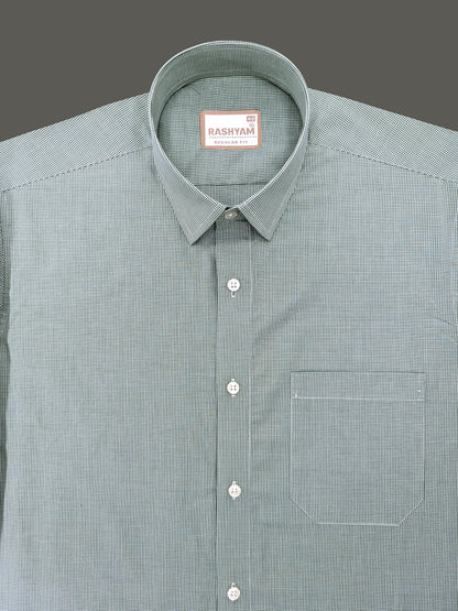Finest Cotton Antoine Alpine Green Gingham Formal Shirt For Men