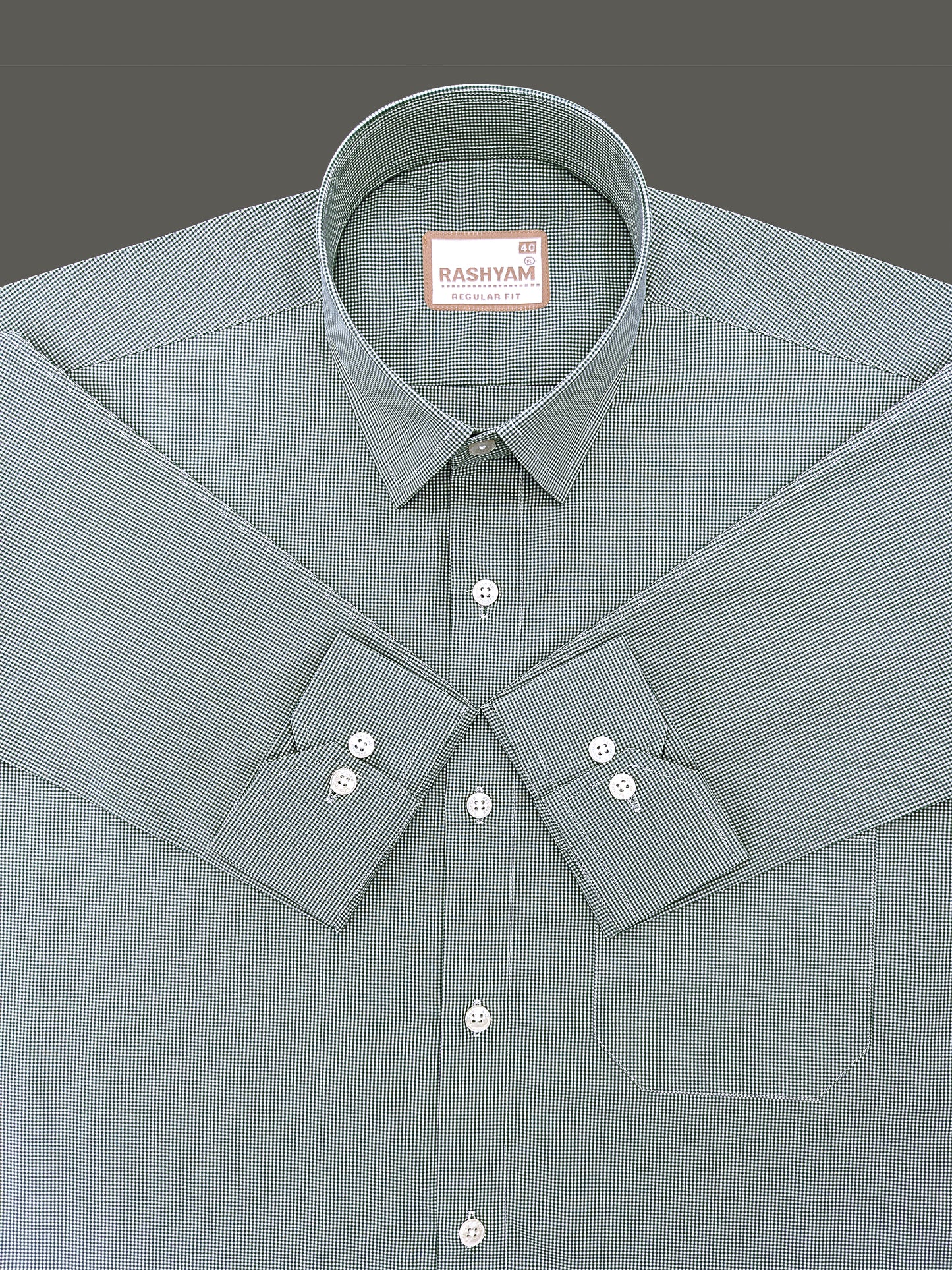 Finest Cotton Antoine Alpine Green Gingham Formal Shirt For Men