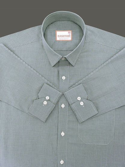 Finest Cotton Antoine Alpine Green Gingham Formal Shirt For Men