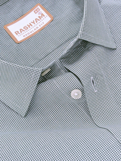 Finest Cotton Antoine Alpine Green Gingham Formal Shirt For Men