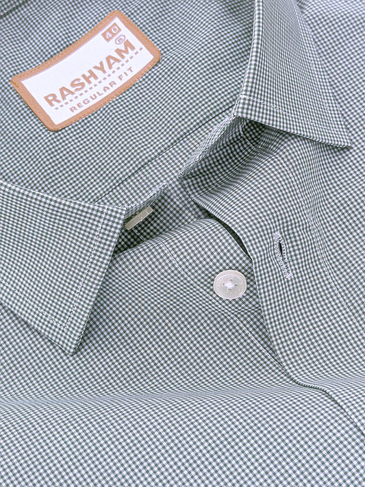 Antoine Finest Cotton Alpine Green Gingham Formal Shirt For Men
