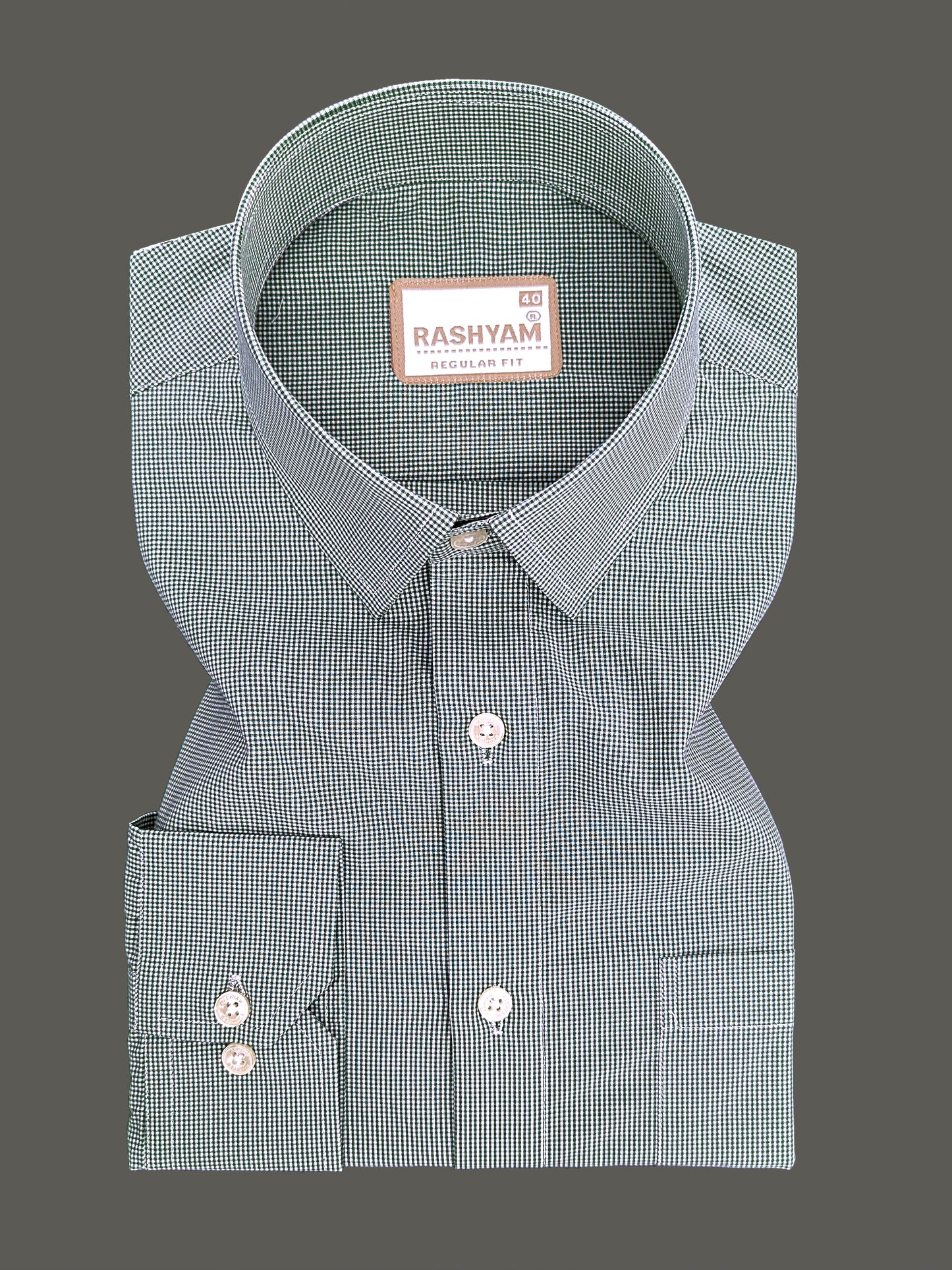Finest Cotton Antoine Alpine Green Gingham Formal Shirt For Men