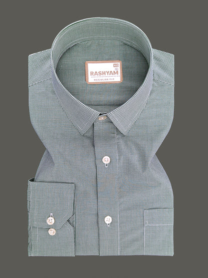 Finest Cotton Antoine Alpine Green Gingham Formal Shirt For Men