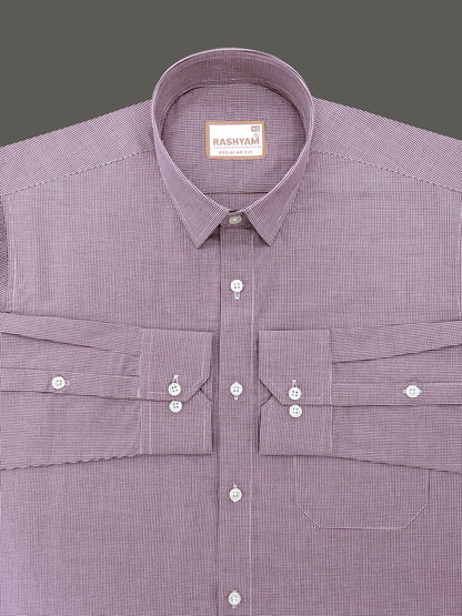 Finest Cotton Antoine Plum Wine Gingham Formal Shirt For Men