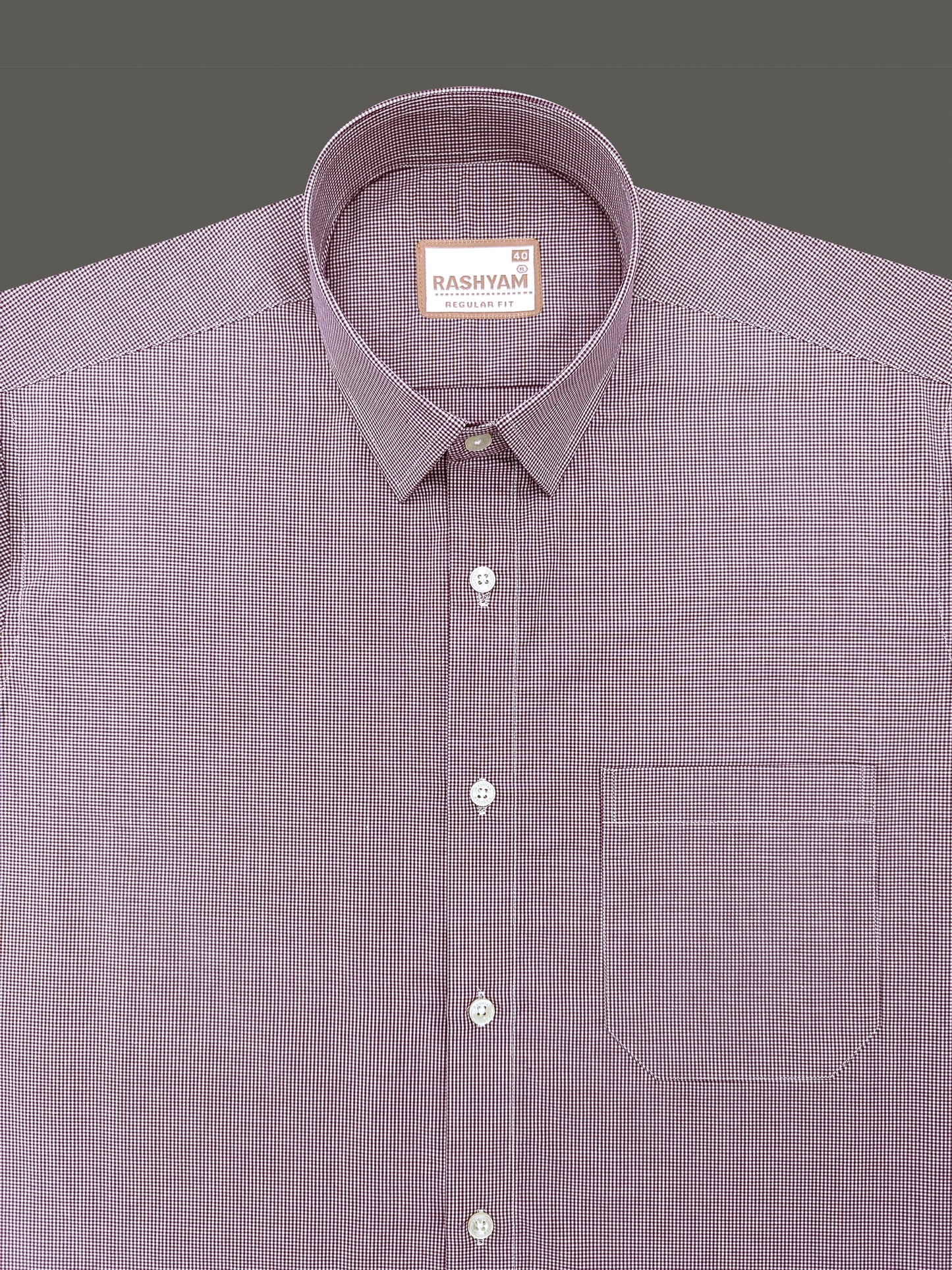 Finest Cotton Antoine Plum Wine Gingham Formal Shirt For Men