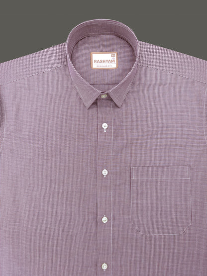 Finest Cotton Antoine Plum Wine Gingham Formal Shirt For Men