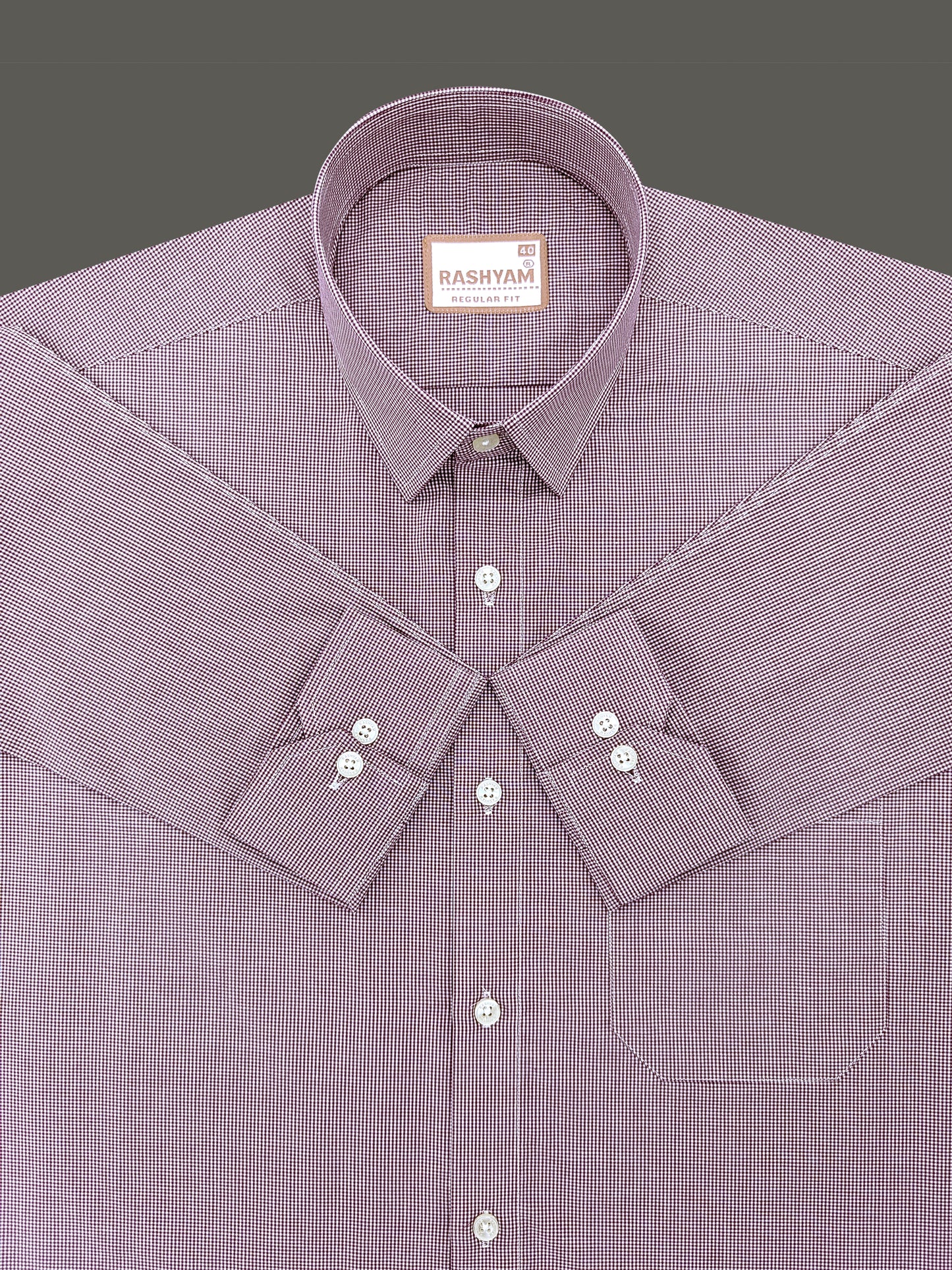 Finest Cotton Antoine Plum Wine Gingham Formal Shirt For Men