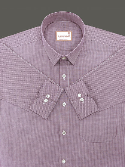 Finest Cotton Antoine Plum Wine Gingham Formal Shirt For Men