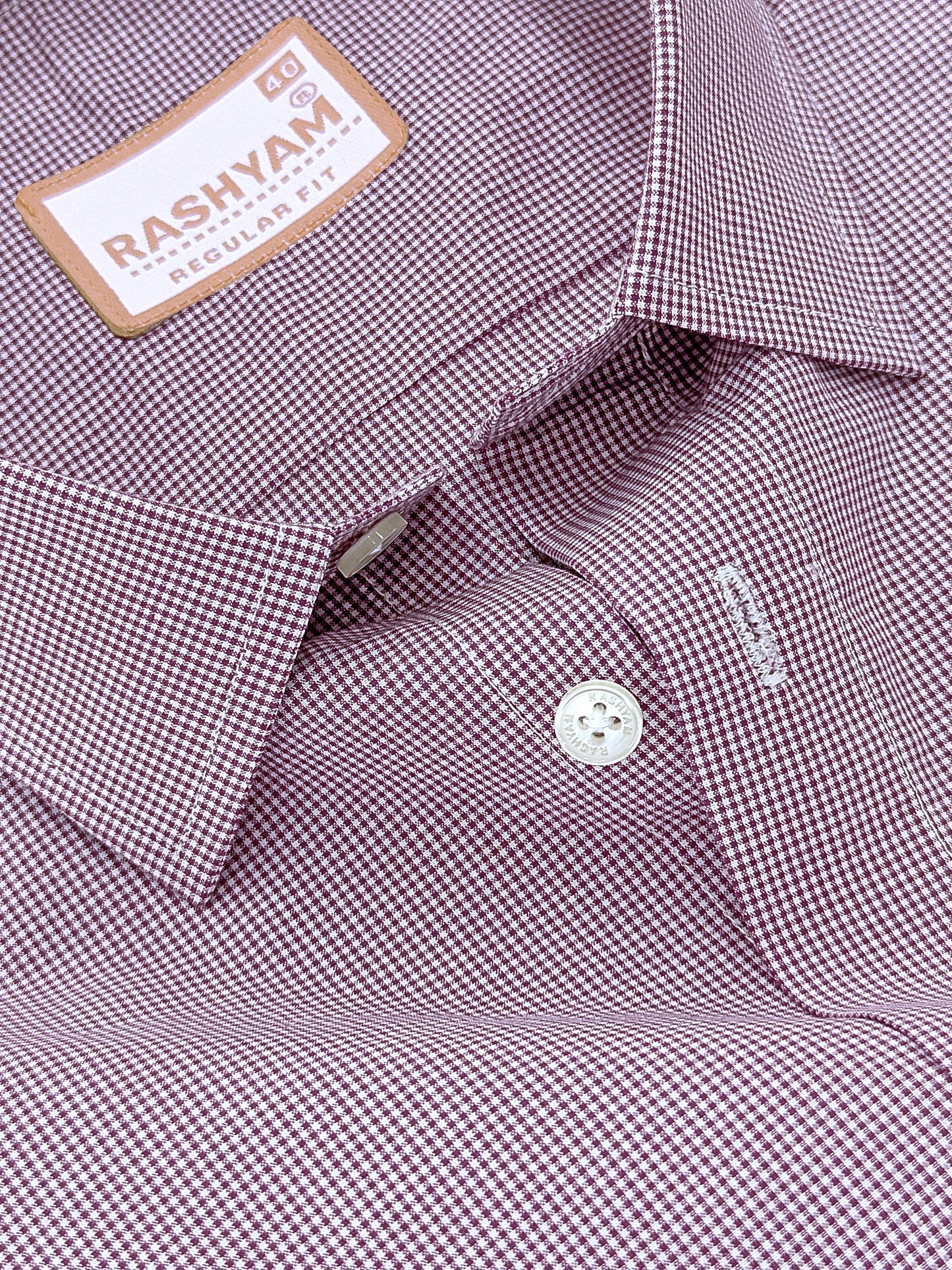 Finest Cotton Antoine Plum Wine Gingham Formal Shirt For Men