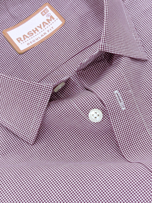 Antoine Finest Cotton Plum Wine Gingham Formal Shirt For Men
