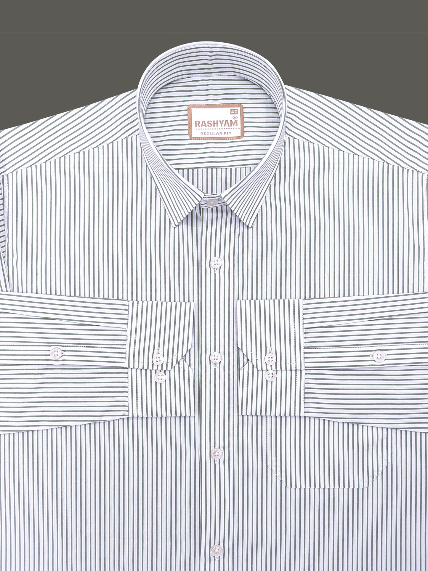 Finest Cotton Antoine Spring Green Stripe Formal Shirt For Men