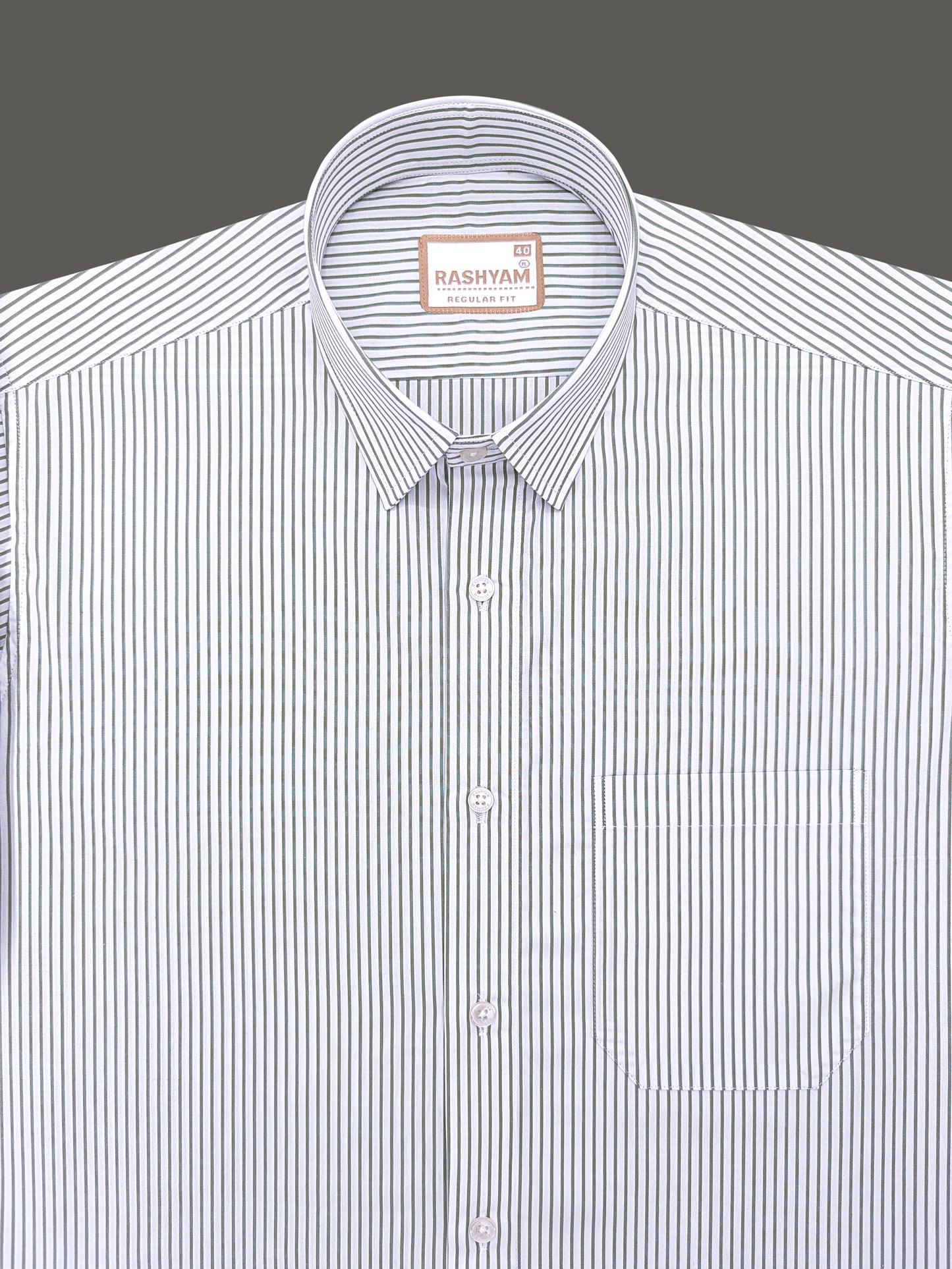 Finest Cotton Antoine Spring Green Stripe Formal Shirt For Men