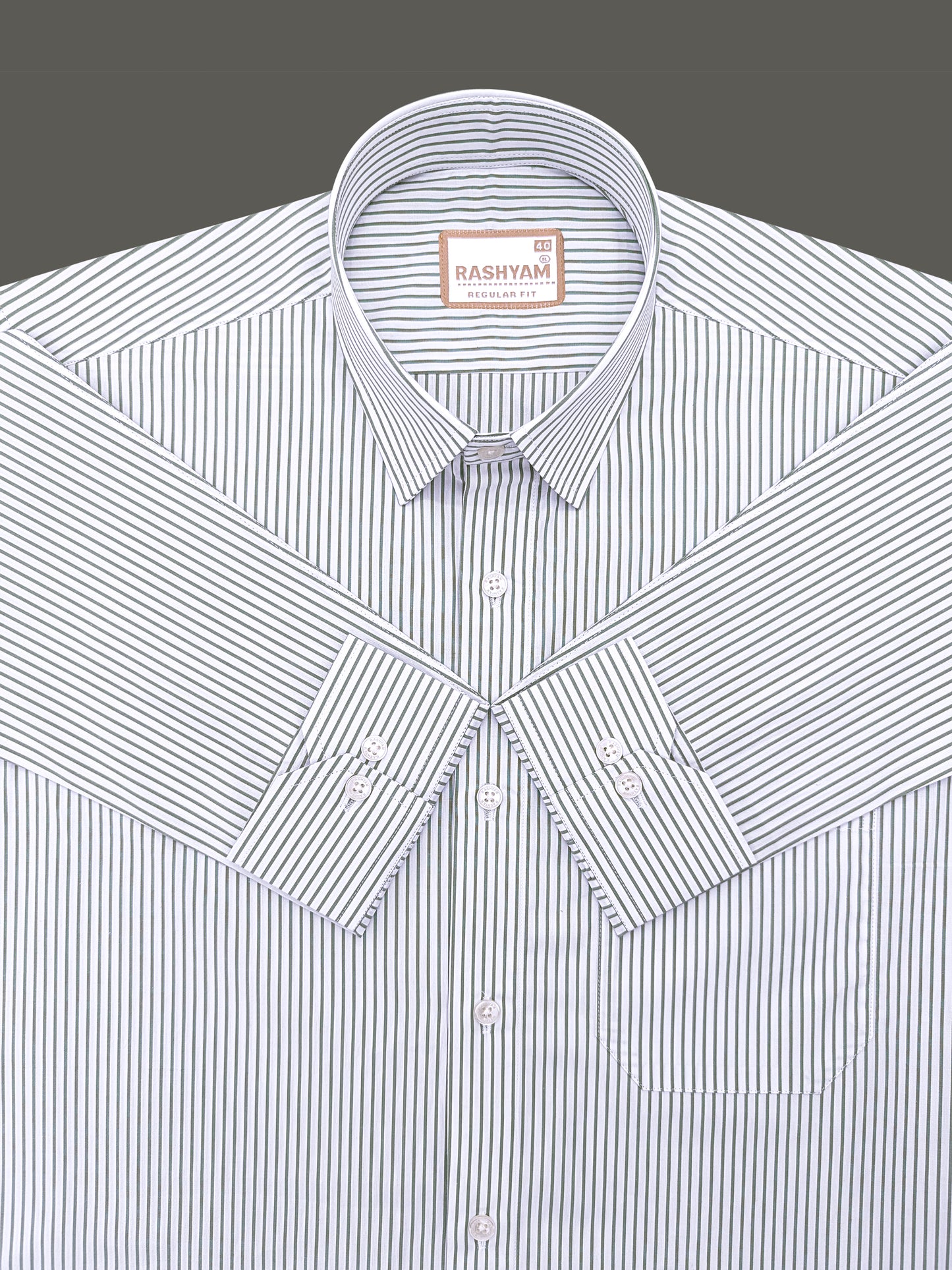 Finest Cotton Antoine Spring Green Stripe Formal Shirt For Men