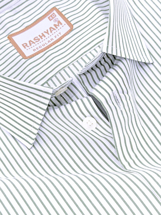 Antoine Finest Cotton Spring Green Stripe Formal Shirt For Men