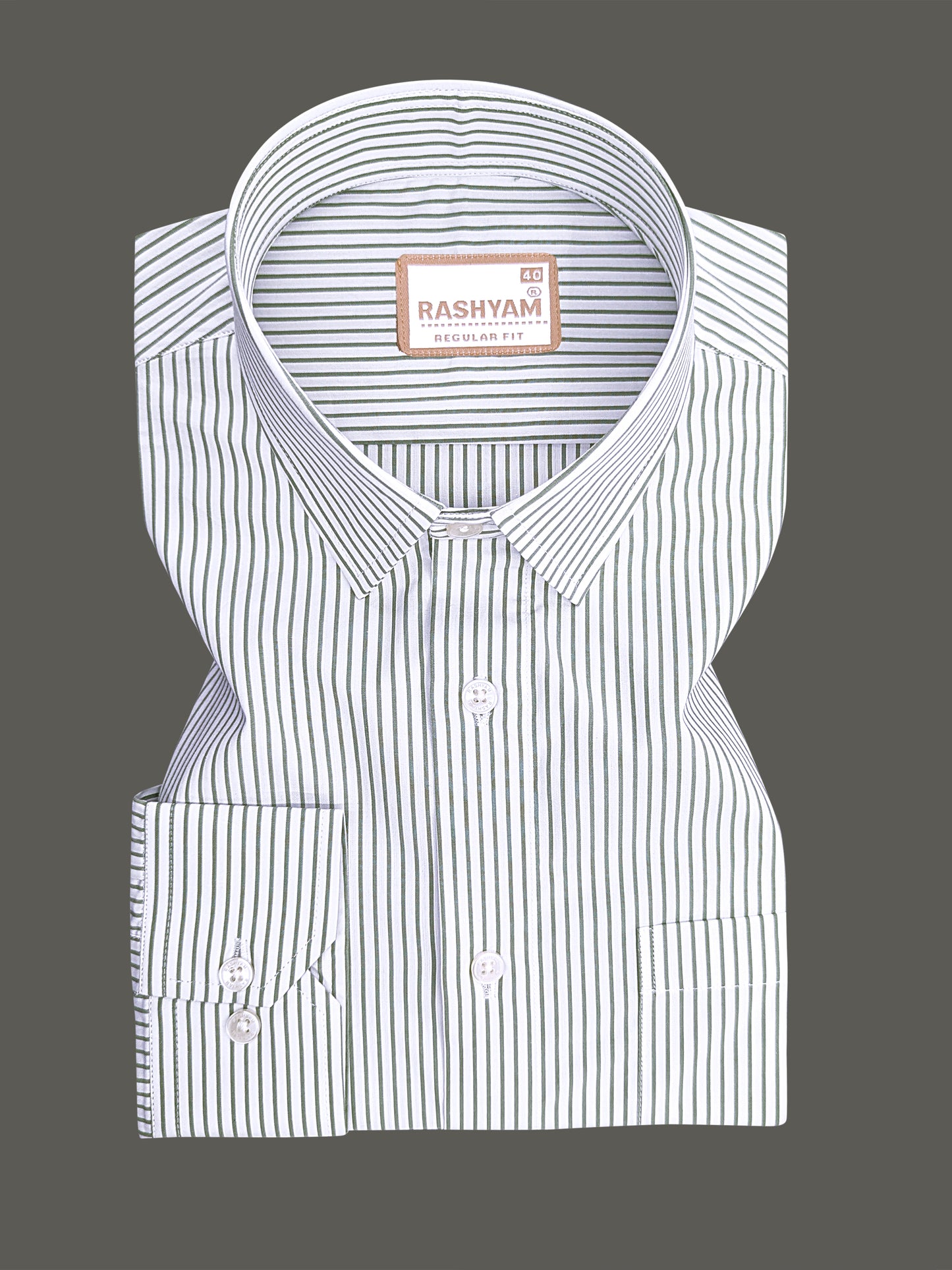 Finest Cotton Antoine Spring Green Stripe Formal Shirt For Men