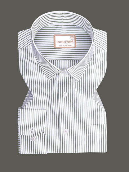 Finest Cotton Antoine Spring Green Stripe Formal Shirt For Men