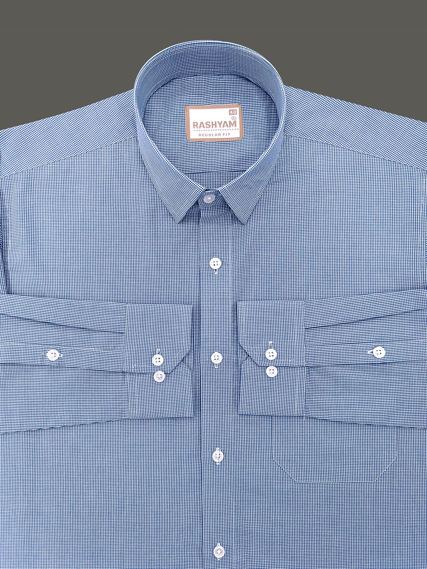Finest Cotton Antoine Ink Blue Gingham Formal Shirt For Men