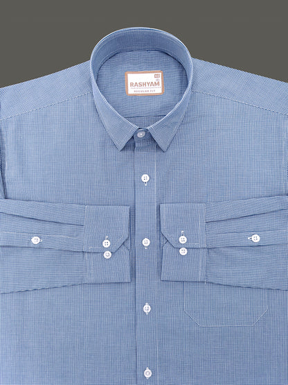 Finest Cotton Antoine Ink Blue Gingham Formal Shirt For Men