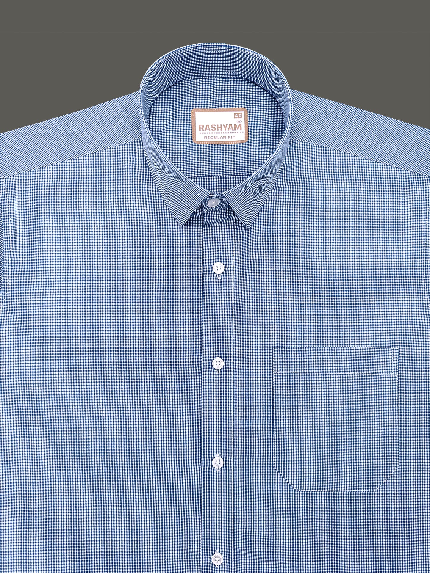Finest Cotton Antoine Ink Blue Gingham Formal Shirt For Men