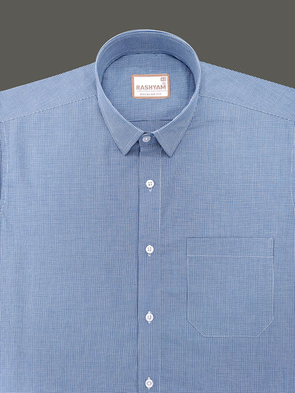 Finest Cotton Antoine Ink Blue Gingham Formal Shirt For Men