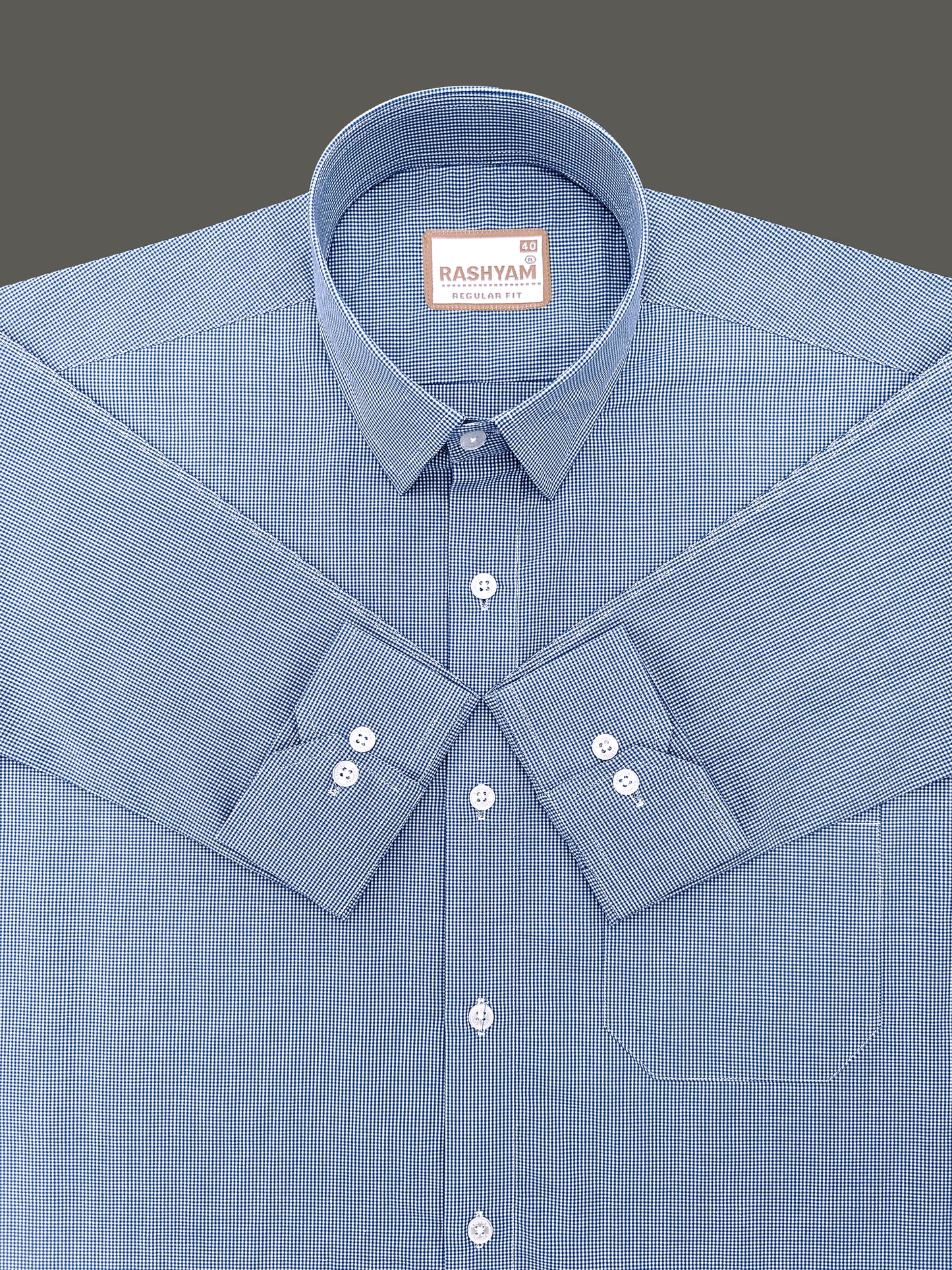Finest Cotton Antoine Ink Blue Gingham Formal Shirt For Men
