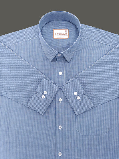 Finest Cotton Antoine Ink Blue Gingham Formal Shirt For Men