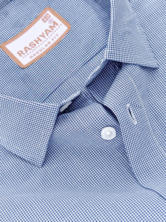 Antoine Finest Cotton Ink Blue Gingham Formal Shirt For Men