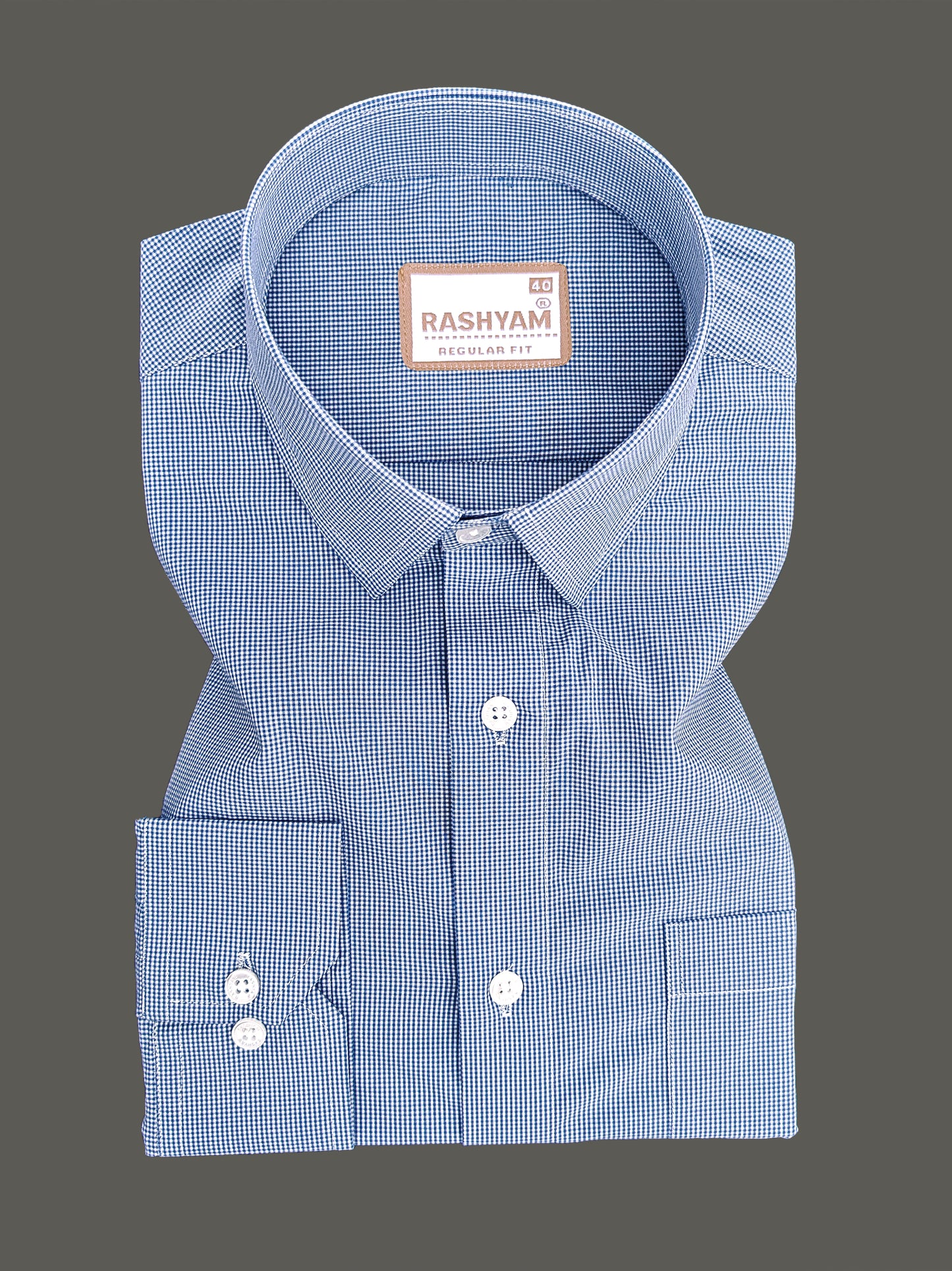 Finest Cotton Antoine Ink Blue Gingham Formal Shirt For Men
