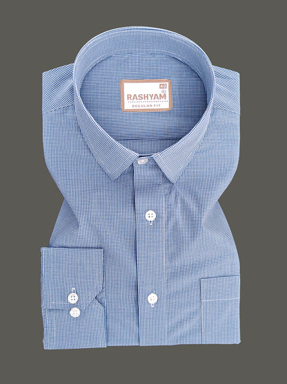 Finest Cotton Antoine Ink Blue Gingham Formal Shirt For Men