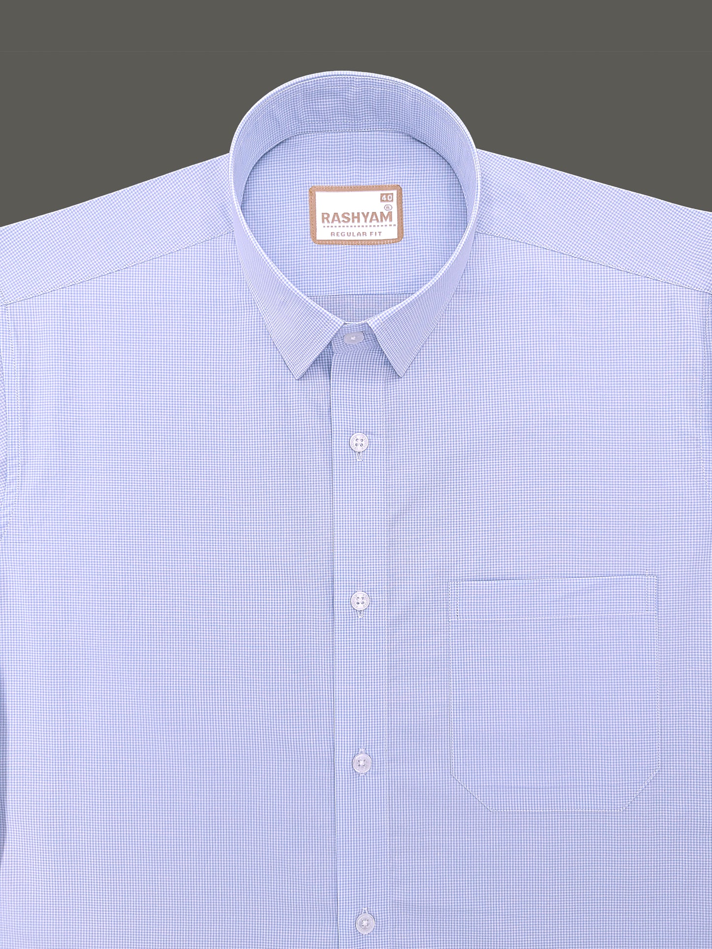 Finest Cotton Antoine Powder Blue Gingham Formal Shirt For Men