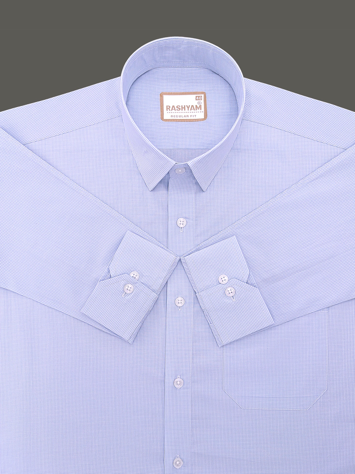 Finest Cotton Antoine Powder Blue Gingham Formal Shirt For Men