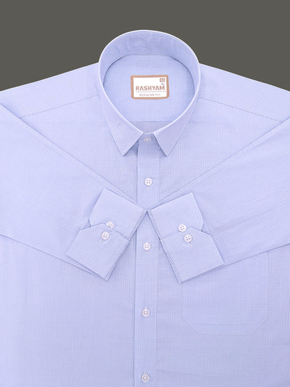 Finest Cotton Antoine Powder Blue Gingham Formal Shirt For Men