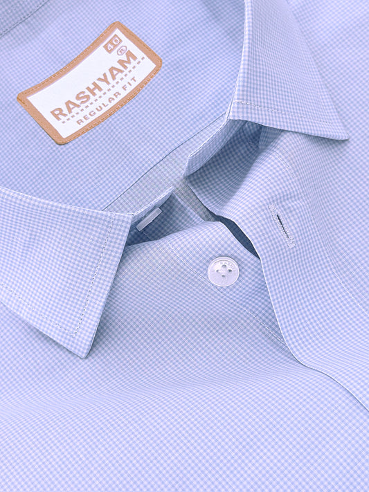 Antoine Finest Cotton Powder Blue Gingham Formal Shirt For Men