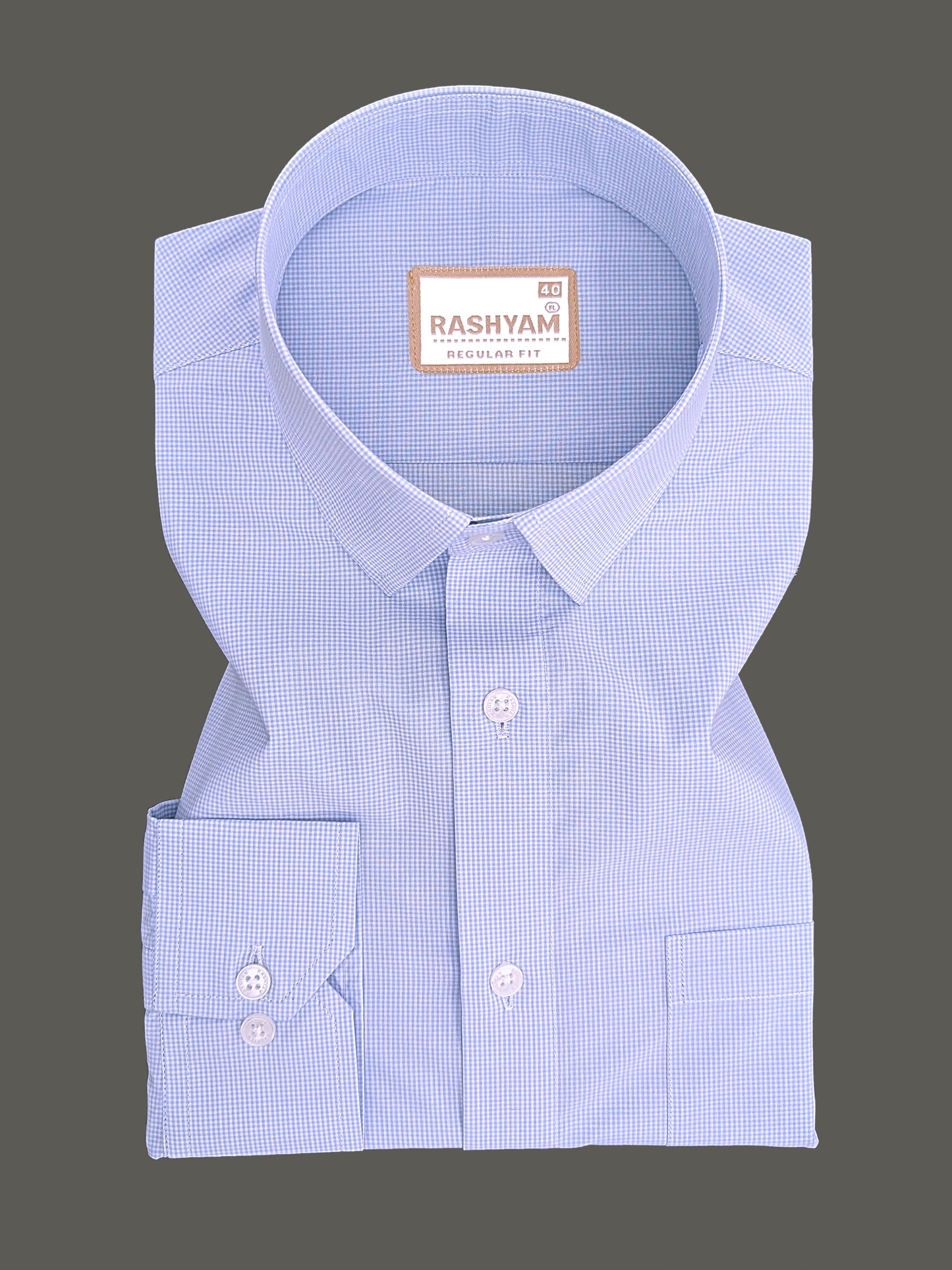 Finest Cotton Antoine Powder Blue Gingham Formal Shirt For Men