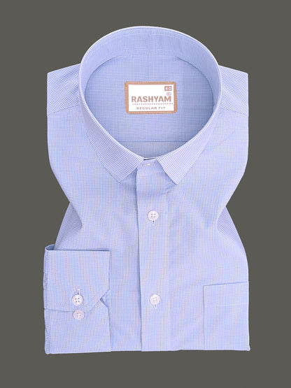 Finest Cotton Antoine Powder Blue Gingham Formal Shirt For Men