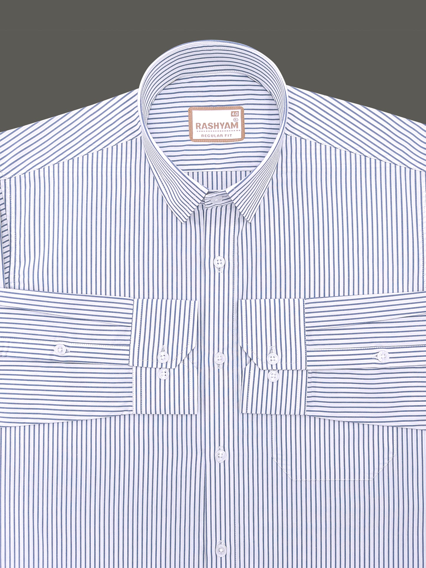 Finest Cotton Antoine Graphite Blue Stripe Formal Shirt For Men