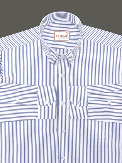 Finest Cotton Antoine Graphite Blue Stripe Formal Shirt For Men