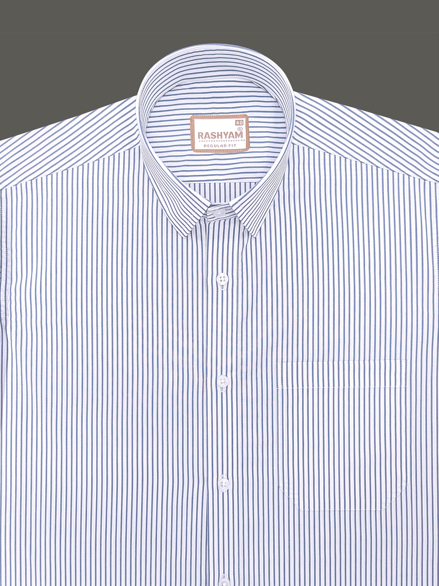 Finest Cotton Antoine Graphite Blue Stripe Formal Shirt For Men