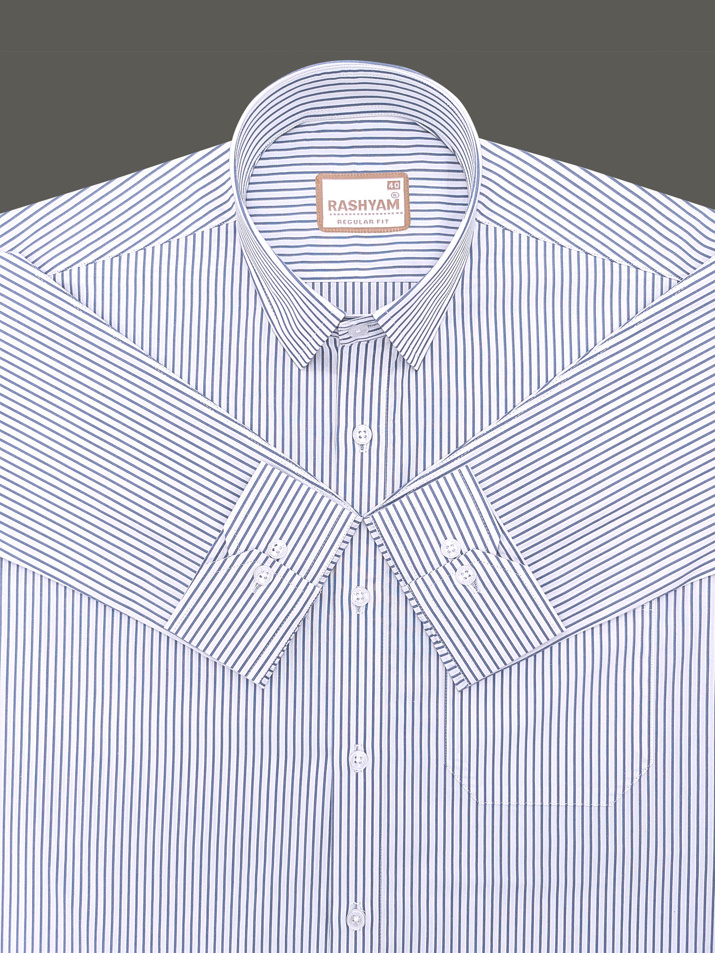 Finest Cotton Antoine Graphite Blue Stripe Formal Shirt For Men