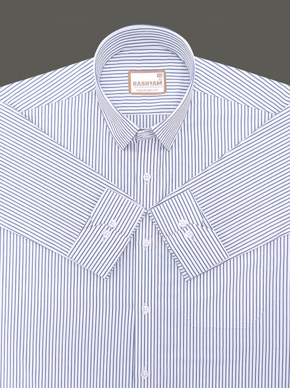 Finest Cotton Antoine Graphite Blue Stripe Formal Shirt For Men