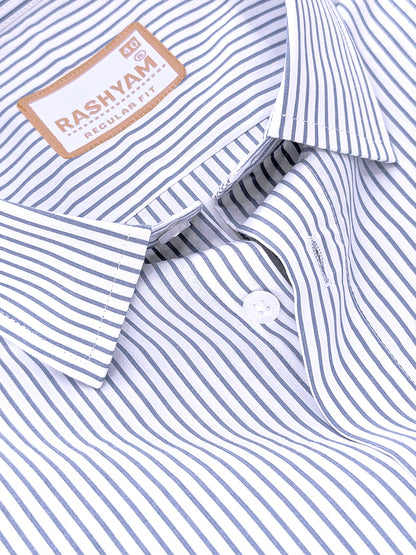Finest Cotton Antoine Graphite Blue Stripe Formal Shirt For Men