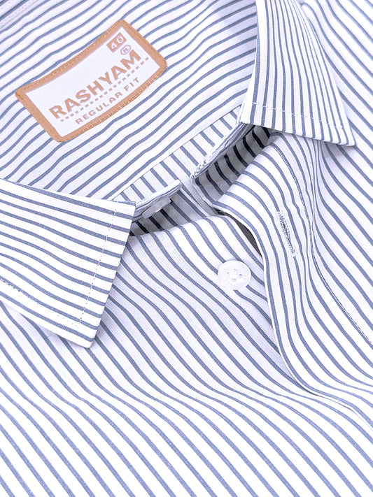 Antoine Finest Cotton Graphite Blue Stripe Formal Shirt For Men