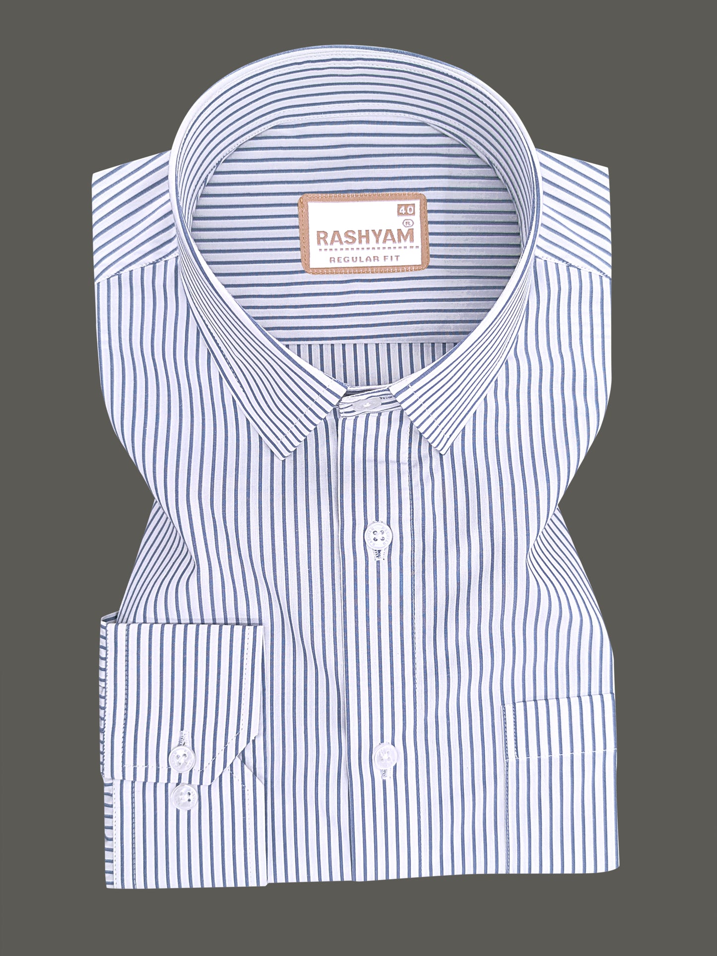 Finest Cotton Antoine Graphite Blue Stripe Formal Shirt For Men